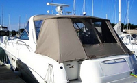 Sea Ray® 460 Sundancer Bimini-Top-Canvas-Zippered-Seamark-OEM-B4™ Custom Factory Bimini Replacement CANVAS (NO frame) (SeaMark(r) vinyl-lined Sunbrella(r) (or RECwater(r) vinyl-lined RECacril(r)) fabric) with Zippers for OEM front Visor and Curtains (Not included), OEM (Original Equipment Manufacturer)