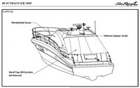 Hard-Top-Aft-Curtain-OEM-O™Factory Hard Top AFT CURTAIN connects from Hard-Top to Transom, often with Eisenglass window(s), OEM (Original Equipment Manufacturer)