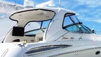 Photo of Sea Ray 510 Sundancer Hard-Top, 2001: Hard-Top, Visor and Side Curtains, Aft Curtain Valance, viewed from Starboard Rear 