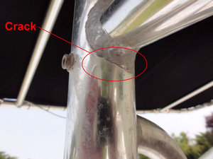 Cracked Aluminum T-Top Near Weld