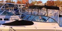 Photo of SeaSwirl Striper 2101DC, 2012: Bimini Top, Front Connector, Side Curtains, viewed from Port Front 