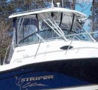 Photo of Seaswirl Striper 2301WA, 2005: Hard-Top, Connector, Side Curtains, Aft-Drop-Curtain blue hull, viewed from Starboard Front 