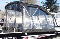 Photo of Smoker Craft 162 Tracer, 2013: Convertible Top Convertible, Side and Aft Curtains Black Polyester, viewed from Starboard Rear 