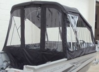 Photo of Smoker Craft 162 Tracer, 2015: Convertible Top Convertible, Side and Aft Curtains Black Polyester, viewed from Starboard Rear 