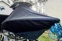 Photo of Tidewater® 210LXF 20xx T-Top Boat-Cover, viewed from Starboard Front 