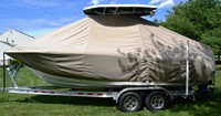 Tidewater® 220CC T-Top-Boat-Cover-Wmax-949™ Custom fit TTopCover(tm) (WeatherMAX(tm) 8oz./sq.yd. solution dyed polyester fabric) attaches beneath factory installed T-Top or Hard-Top to cover entire boat and motor(s)