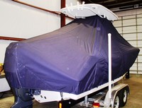 Tidewater® 232CC T-Top-Boat-Cover-Sunbrella-1499™ Custom fit TTopCover(tm) (Sunbrella(r) 9.25oz./sq.yd. solution dyed acrylic fabric) attaches beneath factory installed T-Top or Hard-Top to cover entire boat and motor(s)