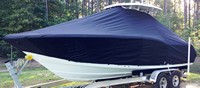 Tidewater® 250CC T-Top-Boat-Cover-Sunbrella-1849™ Custom fit TTopCover(tm) (Sunbrella(r) 9.25oz./sq.yd. solution dyed acrylic fabric) attaches beneath factory installed T-Top or Hard-Top to cover entire boat and motor(s)