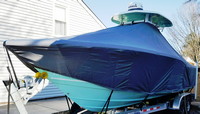Tidewater® 252LXF T-Top-Boat-Cover-Wmax-1249™ Custom fit TTopCover(tm) (WeatherMAX(tm) 8oz./sq.yd. solution dyed polyester fabric) attaches beneath factory installed T-Top or Hard-Top to cover entire boat and motor(s)