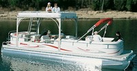 Pontoon-Fwd-Camper-Top-Canvas-Frame-Boot-Valance-OEM-G™Factory Forward Camper (Bimini) CANVAS, FRAME, BOOT, Rear VALANCE (zipper strip) and Mtg Hardware for Bow area of Pontoon (or Tritoon) boat (covers the front of the boat), in addition to a standard bimini (not included) or hard-top that covers the Helm and part of the aft Cockpit, OEM (Original Equipment Manufacturer)