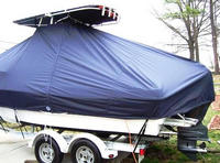 Triumph® 215CC T-Top-Boat-Cover-Elite™ Custom fit TTopCover(tm) (Elite(r) Top Notch(tm) 9oz./sq.yd. fabric) attaches beneath factory installed T-Top or Hard-Top to cover boat and motors