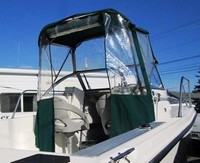 Photo of Trophy 1802 WA, 2006: Factory Bimini Top, Front Connector, Side Curtains, Aft-Drop-Curtain, viewed from Starboard Rear 