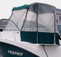 Photo of Trophy 1902 WA, 2005: Bimini Top, Front Connector, Side Curtains, Aft-Drop-Curtain, viewed from Port Rear 