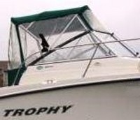 Photo of Trophy 1952 WA, 2005: Bimini Top, Front Connector, Side Curtains, Aft-Drop-Curtain, viewed from Starboard Side 