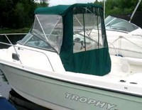 Photo of Trophy 2052 WA, 2005: Bimini Connector, Side Curtains, Aft-Drop-Curtain, viewed from Port Rear 