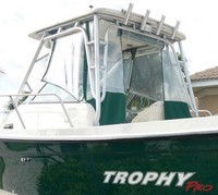 Trophy® 2302 WA Hard-Top-Aft-Drop-Curtain-OEM-T1™ Factory AFT DROP CURTAIN to floor with Eisenglass window(s) and Zipper Access for boat with Factory Hard-Top, OEM (Original Equipment Manufacturer)