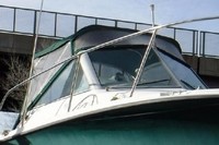 Photo of Trophy 2502 WA, 2004: Bimini Top, Front Connector, Side Curtains, viewed from Starboard Front 