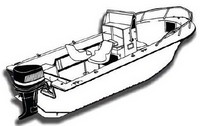 Center-Console-Boat-Cover-V-Hull-Single-Engine-High-Bow-Rail-Boat-20N™Carver(r) p/n 70220A Universal (non-OEM) Sunbrella(r) Center Console Fishing Boat Cover for 19ft,7in-20ft,6in CLL, 85-inch BEAM V-Hull, Single Engine, High Bow Rail Boat  with V-Bow, No T-Top, Up to 16-inch High Bow Rails, Console Height (including Windshield and Grab Rails) up to 50-inch above deck