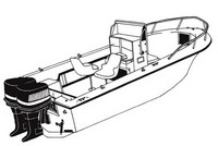 Center-Console-Boat-Cover-V-Hull-Twin-Engine-High-Bow-Rail-Boat™Carver(r) Universal (non-OEM) Sunbrella(r) Center Console Fishing Boat Cover for  V-Hull, Twin Engine, High Bow Rail Boat  with V-Bow, NO T-Top