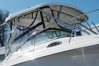Photo of Wellcraft Coastal 252, 2014: Hard-Top, Front Connector, Side Curtains, Aft-Drop-Curtain, viewed from Starboard Front 