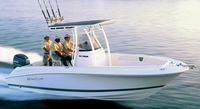 Photo of Wellcraft Fisherman 232, 2008: T-Top (Factory OEM website photo), viewed from Starboard Front 