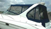 Photo of Wellcraft Martinique 3300, 2000: Bimini Top, Front Connector, Side Curtains, Arch Aft Curtain, viewed from Port Side 