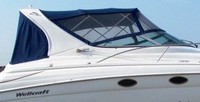 Photo of Wellcraft Martinique 3300, 2002: Bimini Top, Front Connector, Side Curtains, Arch Aft Curtain, viewed from Starboard Side 