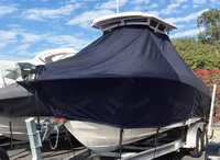Wellcraft® Scarab 242 T-Top-Boat-Cover-Elite-1449™ Custom fit TTopCover(tm) (Elite(r) Top Notch(tm) 9oz./sq.yd. fabric) attaches beneath factory installed T-Top or Hard-Top to cover boat and motors