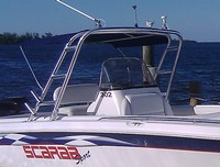 Photo of Wellcraft Scarab 302 Sport Arch, 1998: Sport Arch Top, viewed from Starboard Front 