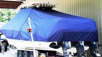 Photo of Wellcraft Scarab 35CCF 20xx T-Top Boat-Cover, viewed from Port Rear 