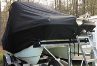 Photo of World Cat 230 DC 20xx T-Top Boat-Cover, viewed from Starboard Front 