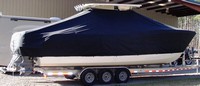 Photo of World Cat 320 DC 20xx T-Top Boat-Cover, viewed from Starboard Side 